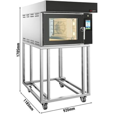 GGM Gastro Bäckerei-Heißluftofen mit Dampffunktion - Touch - 5x EN 600x400 - inkl. Untergestell Zwart / Zilver
