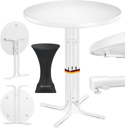 KESSER® Bartafel - klapbare Statafel rond Bistrotafel - Weerbestendige klapbare tuintafel - feesttafel - Hittebestendig - Stabiel en veilig - Ø 70 cm Set van 2, Wit