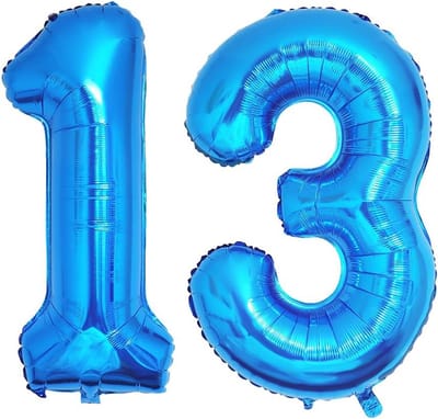 XXL Folieballon Nummer 13 of 31 Blauw 101cm Voor Verjaardag en Jubileum Decoratie