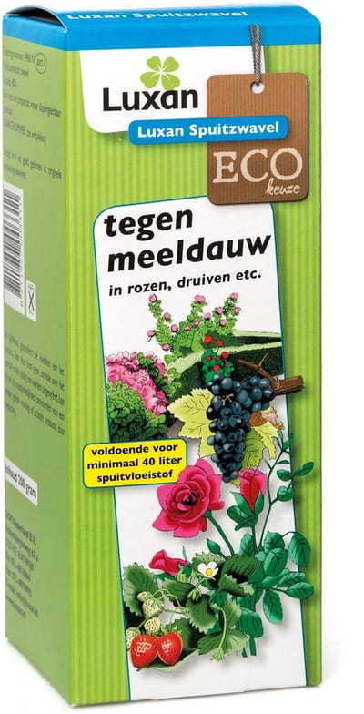 Luxan ECO Spuitzwavel 200 gram Voor 40 lt. Vloeistof - Tegen Meeldauw in rozen, druiven, aardbeien, vaste planten, appels en overige gewassen - Ook tegen hagelschotziekte en bramengalmijt