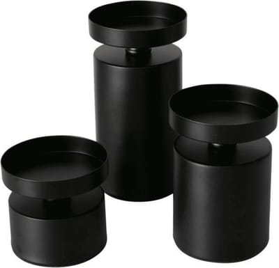 Boltze - Kaarsenhouders - Set/3 - Kandelaars - Zwart - Voor Stompkaars - Metaal - 7,11,15.5cm hoog