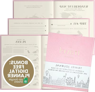 Reisdagboek - Avonturenplanner Dagboek - Reizen Documenteren - Voor 15 Wereldreizen - A5 Formaat - Roze