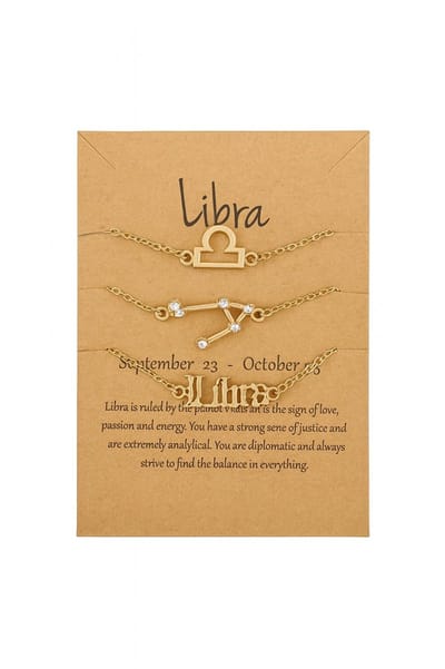 EmmyRovi – Zodiac Armbandenset – Libra - Weegschaal – Goldplated – 3-delig