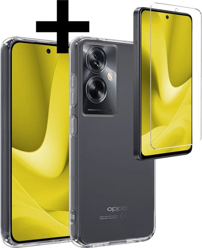 Hoesje - Met Screenprotector - Geschikt voor OPPO A79 - Sterk & Shockproof - Back Cover - Siliconen Case - Telefoon Hoes - Telefoonhoesjes - Transparant