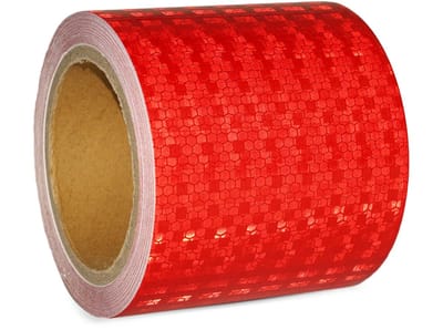 Plakband, rood, 10 m x 15 cm, waterdichte reflectortape, zelfklevend, waarschuwingstape, veiligheidsband, conspicuous waarschuwingstape voor voertuigen, auto's, aanhangers, boten