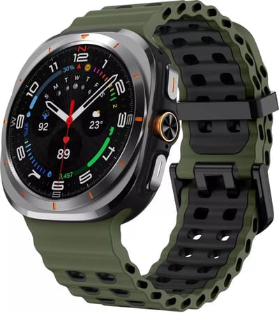 Strap-it Sport siliconen Wave bandje - geschikt voor de Samsung Galaxy Watch Ultra 2 (2026) / Ultra (2024/2025) - olijfgroen/zwart