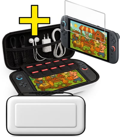 Hoes Geschikt voor Nintendo Switch 2 Case Hoesje Met Screenprotector - Bescherm Hoes Geschikt voor Nintendo Switch 2 Hoes Hard Cover - Wit
