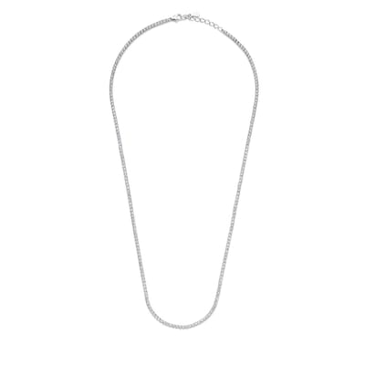 New Bling 9NB-1250 Zilveren Tennis Ketting - 1,75mm Zirkonia - 42+3cm - Rhodium - Zilver