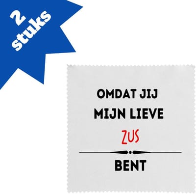 Akyol - omdat jij mijn lieve zus bent brillendoekjes - Zus - de liefste zus - verjaardag - cadeautje voor zus - kado - geschenk - 17,8 bij 17,8 cm - 2 stuks