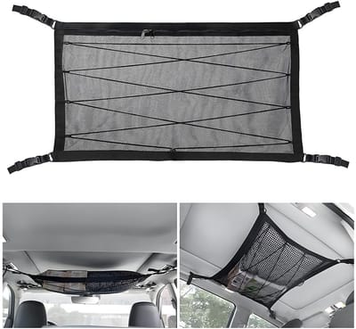 Dailygoods- Opbergnet Universeel - Bagageorganizer - Polyester - Dak-Organizer - Auto Accessoires - 70 x 50 cm - Trekkoord
