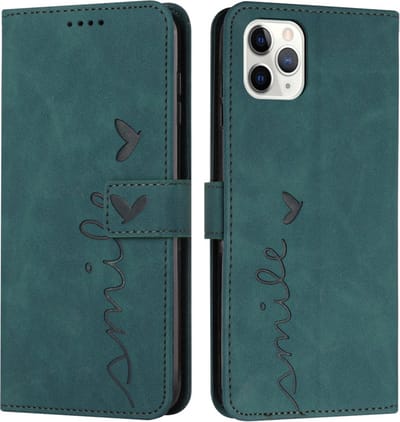 Coverup Hoesje - Geschikt voor iPhone 16 Pro Hoesje - Coverup Smile Book Case - Groen