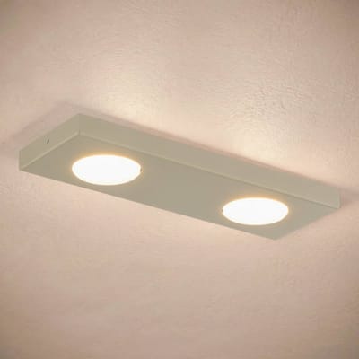 SIGMA Plafondlamp Hero, grijs-beige, 2-lamps, 35 x 12 cm, metaal, GX53