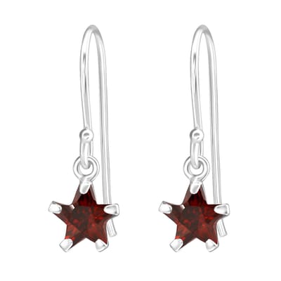 Amanto Oorbellen Caelis Red - 925 Zilver E-Coating - Ster - 6x25mm