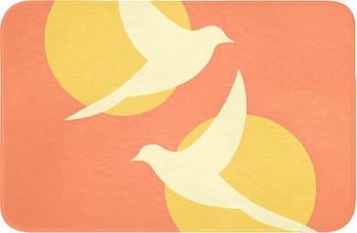 Badmat 60x40 cm - Antislip - Vogels - Cirkels - Geel - Badmatten voor badkamer - Badkamermat - Douchemat - Badkamer mat