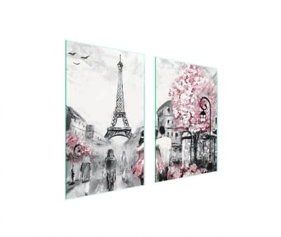 TMK ArtDeko - Beschermplaat Glas - 65x52 cm - Parijs - Veelkleurig