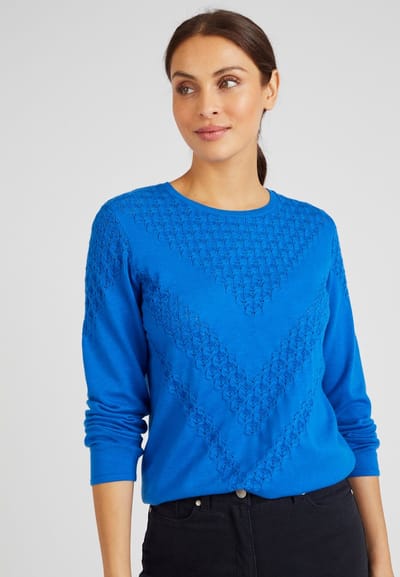 Damart - Trui met siersteek Thermolactyl - Dames - Blauw - S