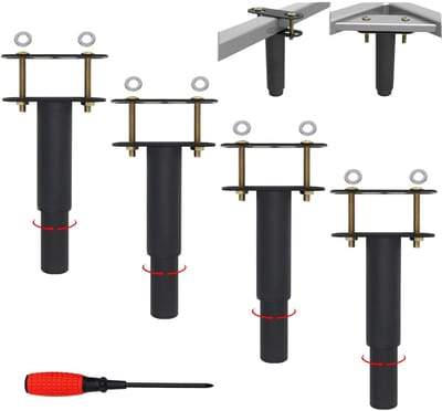 Bedpoten,Lattensteunpoten,Tafelpoten,Meubelpoten,T-vorm,Intrekbare Metalen Meubelsteunpoten voor Meubels,Bank,Bed,Kast (4 Zwart, 12-18 cm)