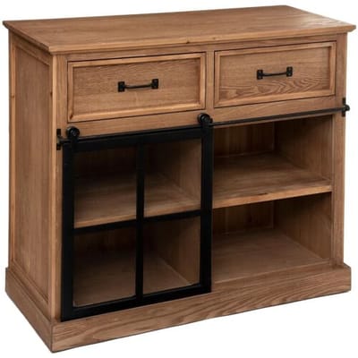 Atmosphera Danik Dressoir - Hout en Glas, 1 Deur, 2 Lades