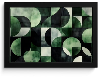 Poster in lijst - Fotolijst 30x20 cm - Posters - Abstract - Groen - Vormen - Posterlijst zwart - Decoratie - Wanddecoratie woonkamer - Muurdecoratie slaapkamer