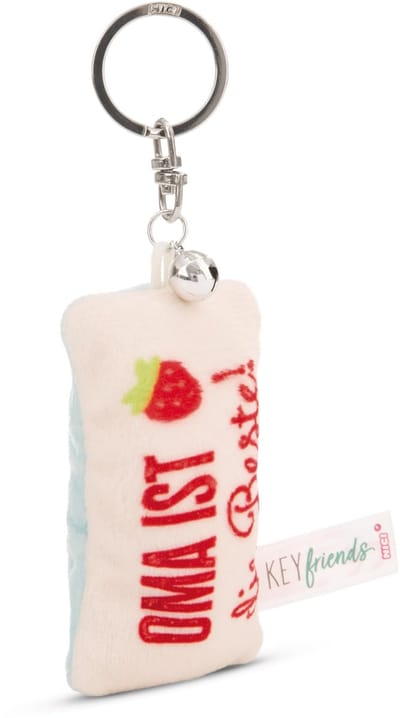 Sleutelhanger mini knuffelkussen "Oma is de beste!" 8 cm met belletje