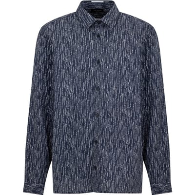 Ted Baker Herenoverhemd met lange mouwen, abstracte print, gemaakt van gerecycled materiaal (Marine)