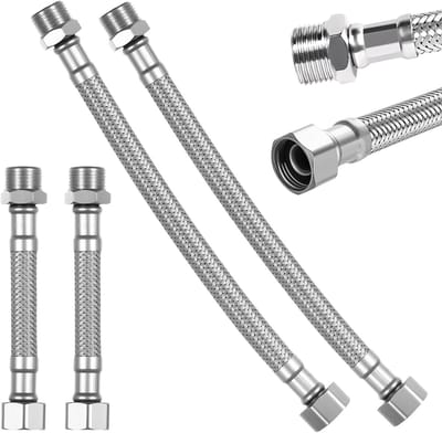 Flexibele Tapverbindingen 3/8" - 4 Stuks, RVS Slangen voor Keuken en Badkamer, 10cm/20cm Lengte, Duurzaam en Betrouwbaar