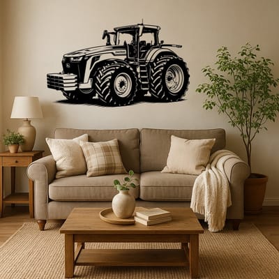 BR2Laser John Deere 8R – Wanddecoratie – Lasergesneden Hout – Tractor kunst – 35 cm Breed