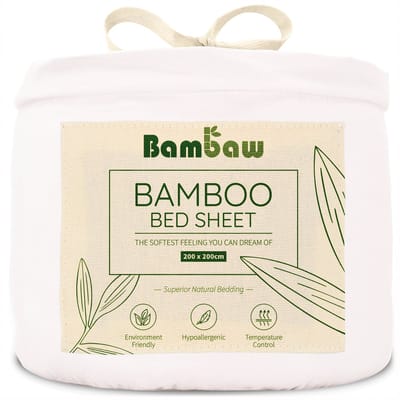 Bambaw Luxe Bamboe 2-Persoons Hoeslaken 200x200cm – Ultra ademende stof – Hypoallergeen – Beddengoed - Wit