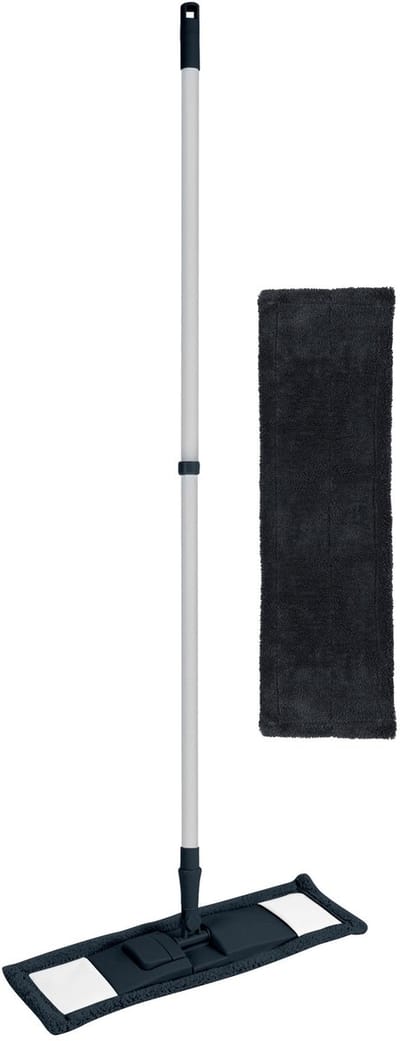 Urban Living vloerwisser microvezel dweil - met steel - verstelbaar - vloertrekker - blauw - met 2x dweilen