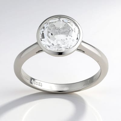 Cavill - Zilveren ring met witte topaas 1 545 ct - 925 Sterling zilver - elegant rond slijpsel 8 mm - stijlvolle damesring