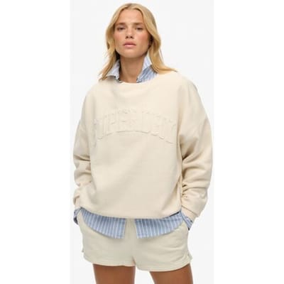 Superdry Athletic Essentials Tonal Sweatshirt met Ronde Hals en Appliqué White Grootte: 36