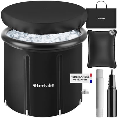 tectake® IJsbad Helsinki - Ice Bath - Zitbad - Ø75 x 75 cm - 320 Liter - Opvouwbare IJston met Aluminium Frame en Afdekking - 3-voudige Isolatie - Dompelbad inclusief Draagtas, Waterkussen en Pomp