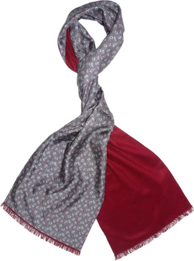 Gevoerde Zijden Herensjaal Milano Paisley Bordeaux - 100% Zijde