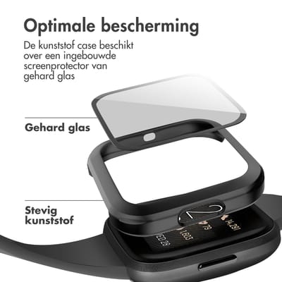Screen protector - Geschikt voor Fitbit Versa 2 - Full Cover Hard Case / Beschermend Hoesje - Zwart