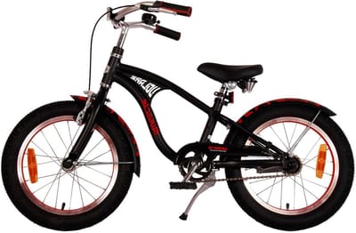 Kinderfiets Cruiser - Jongensfiets 16 inch - Fietsplezier Beleven - Lichtgewicht Frame - 16 inch - Mat Zwart