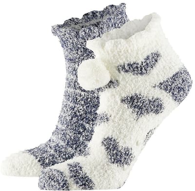 Apollo bedsokken / huissokken - dames - 2-pack - grijs/wit - one size - Slaapsokken - Slofsokken