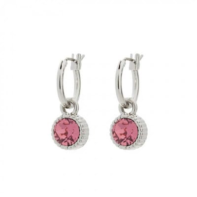 Biba Hang Oorbellen Zilver met Swarovski Steentje Rose