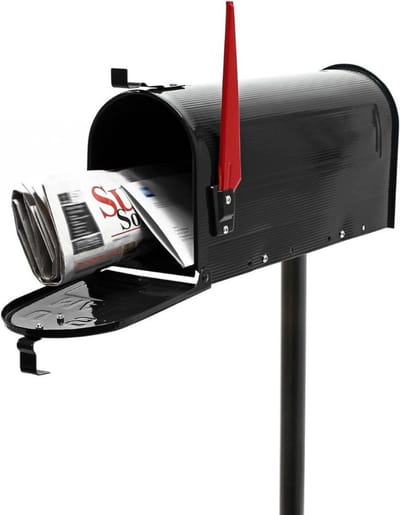 MKSS® Brievenbus op Paal - Krantenvak en Slot - Wandbrievenbus met Slot - 22x20x50cm - Zwart
