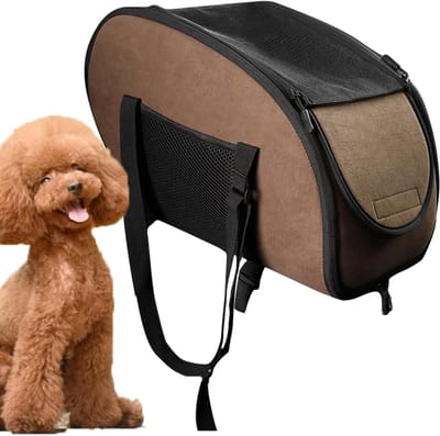 Huisdier autostoeltje - Reiskrat puppy - Veilig reizen - Ademend gaas - 39 x 24 x 24 cm - Bruin