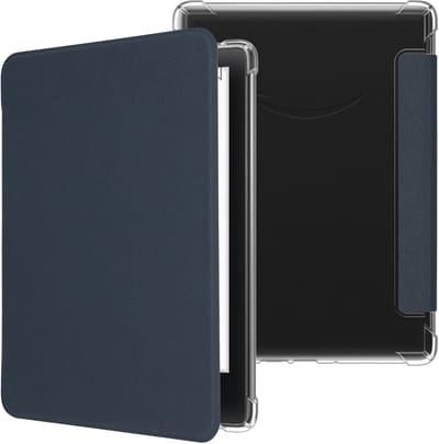 kwmobile ereader hoesje geschikt voor Amazon Kindle Paperwhite (2024)/Colorsoft hoes - E reader flip case met magneetsluiting - Kunstleren e book sleeve - In donkerblauw