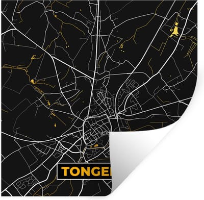 Muurstickers - Sticker Folie - Stadskaart - Tongeren - Kaart - Gold - Plattegrond - 100x100 cm - Plakfolie - Muurstickers Kinderkamer - Zelfklevend Behang XXL - Zelfklevend behangpapier - Stickerfolie