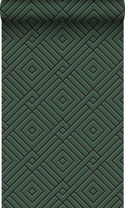 Origin Wallcoverings behang 3D grafisch motief donkergroen - 50 x 900 cm - 347981
