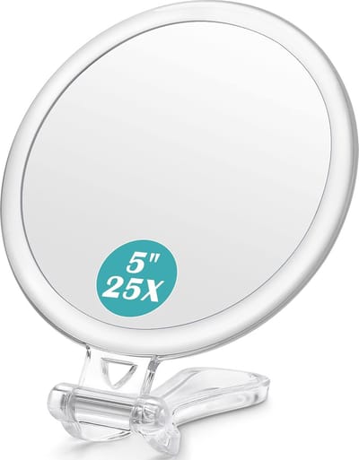 Dubbelzijdige Handspiegel met 10X & 25X Vergroting voor Nauwkeurige Make-up Toepassingen