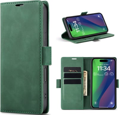 Multimedia & Accessoires Urban Book Case Hoesje geschikt voor Apple iPhone 16 Pro – Groen -Telefoonhoesje – Met Stand – Kaarthouder – Pasjes Houder – Magneet Sluiting – Bookcase