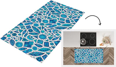 Keukenloper - Loper keuken - Blauw - Patronen - Veren - Maan - 120x60 cm - Keukenloper vinyl