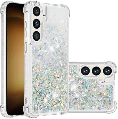 Coverup Hoesje - Geschikt voor Samsung Galaxy S25 / S24 Hoesje - Coverup Liquid Glitter Back Cover - Zilver