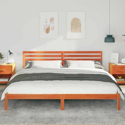 vidaXL - Bedframe - Wasbruin - 200 - x - 210 - cm - Massief - grenenhout