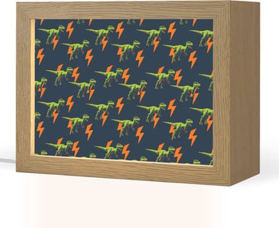 Nachtlampje 20x15 cm - Kinder lampje - Bliksemschichten - Oranje - Dinosaurussen - Tafellamp kinderkamer - Slaapkamer lamp - Bedlamp kinderen - Kinderlampje stopcontact - Wandlamp babykamer - Nachtlampjes