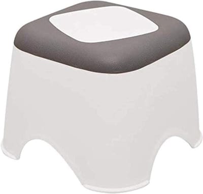 Gestoffeerde voetenbank - Kleine kruk - Extra zitplaats - Antislip onderkant - 20cm hoog - Grijs