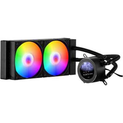 VEVOR CPU-vloeistofkoeler, AIO CPU-waterkoeler - 120 mm PWN-ventilator en -pomp, PC-waterkoelsysteem met 5,3 cm LCD-scherm en ARGB-lampje, voor Intel 115X/1366/2011/1700/1200, AMD AM4/AM5